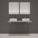 Ensemble de Salle de Bain WILL - Plan suspendu 120 cm + Equerres invisibles + 2 Vasques + 2 Miroirs
