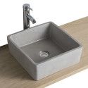 Vasque Salle de Bain à Poser Carrée en Béton Gris Clair L38 cm BERYL