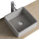 Vasque Salle de Bain à Poser Carrée en Béton Gris Clair L38 cm BERYL