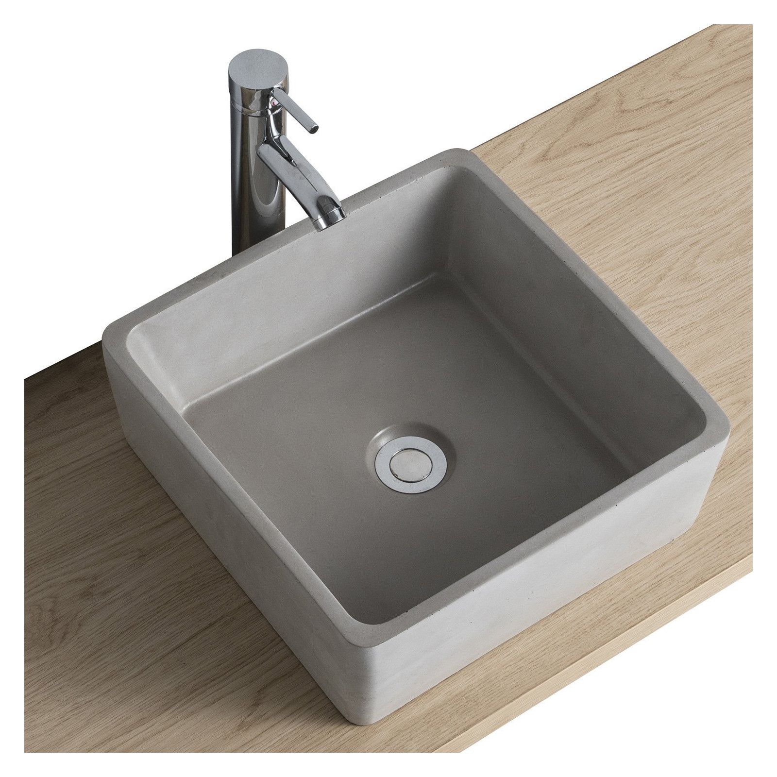 Vasque Salle de Bain à Poser Carrée en Béton Gris Clair L38 cm BERYL Vasque Salle de Bain à Poser Carrée en Béton Gris Clair L38 cm BERYL