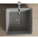 Vasque Salle de Bain à Poser Carrée en Béton Gris Clair L38 cm BERYL