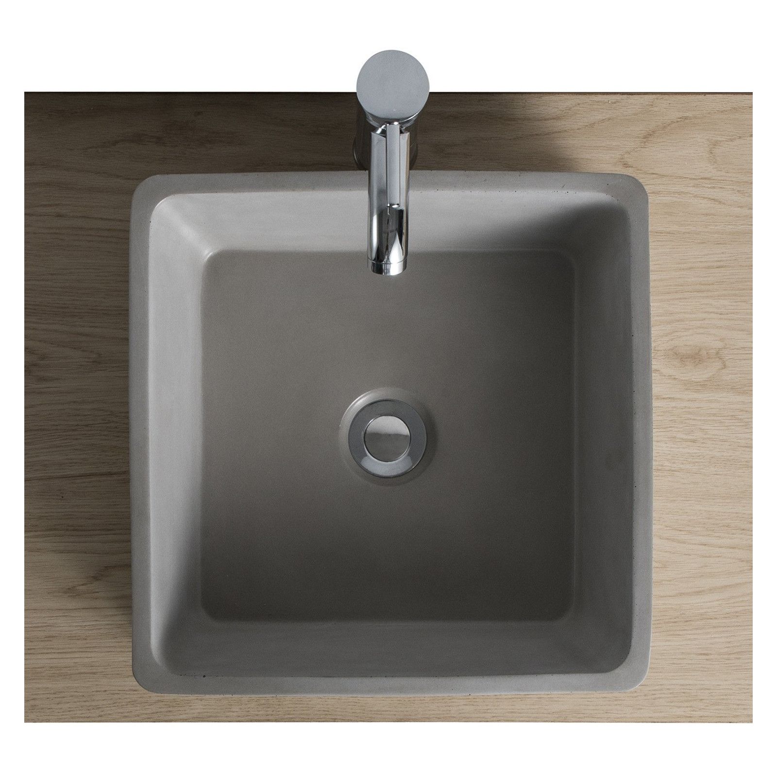Vasque Salle de Bain à Poser Carrée en Béton Gris Clair L38 cm BERYL Vasque Salle de Bain à Poser Carrée en Béton Gris Clair L38 cm BERYL