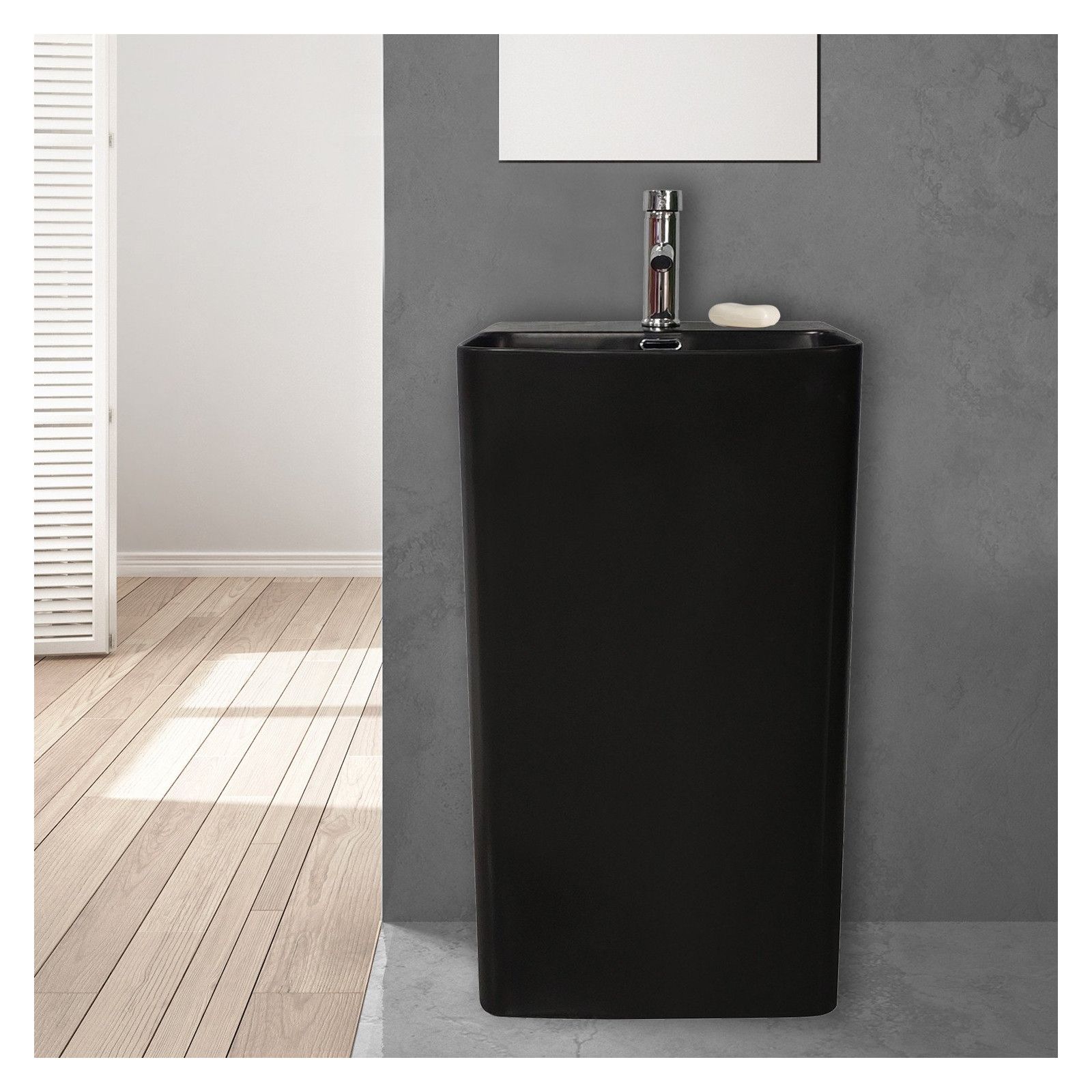 Lavabo Colonne Totem Céramique Noir H85 EKO