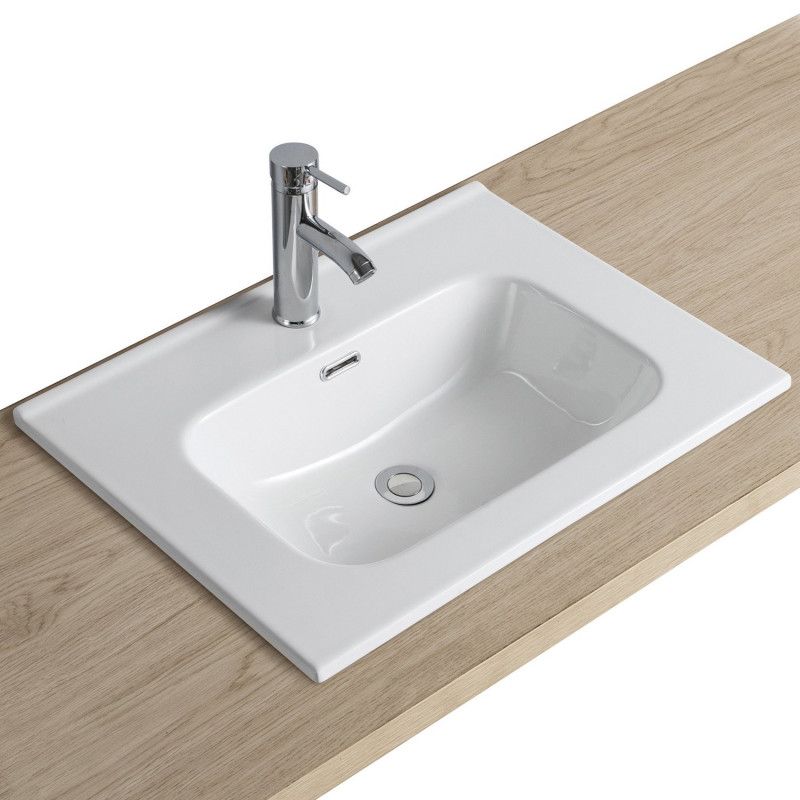 Plan Vasque Blanc Céramique à encastrer 60 cm ILA