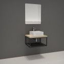Ensemble de Salle de Bain WILL - Plan de toilette suspendu 60 cm + Structure métal Noir Mat + Vasque
