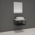 Ensemble de Salle de Bain WILL - Plan de toilette suspendu 60 cm + Structure métal Noir Mat + Vasque