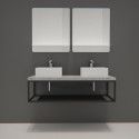Ensemble de Salle de Bain WILL - Plan suspendu 120 cm + Structure métal + 2 Vasques + 2 Miroirs