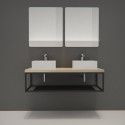 Ensemble de Salle de Bain WILL - Plan suspendu 120 cm + Structure métal + 2 Vasques + 2 Miroirs
