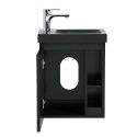 Lave-mains Noir Carbone HAMPTON + Vasque Noire + Miroir L40 cm avec tablette Noire