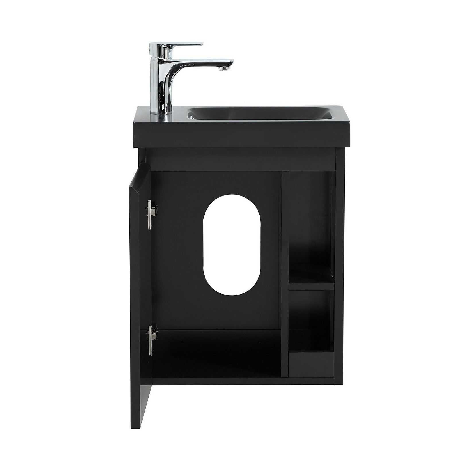 Lave-mains Noir Carbone HAMPTON + Vasque Noire + Miroir L40 cm avec tablette Noire Lave-mains Noir Carbone HAMPTON + Vasque Noire + Miroir L40 cm avec tablette Noire