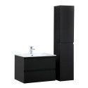 Ensemble meuble simple vasque noir carbone 60cm + vasque + colonne