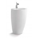 Lavabo Colonne Totem Céramique Blanche H85 BOSTON + Miroir JULIA