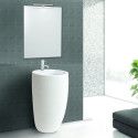 Lavabo Colonne Totem Céramique Blanche H85 BOSTON + Miroir JULIA