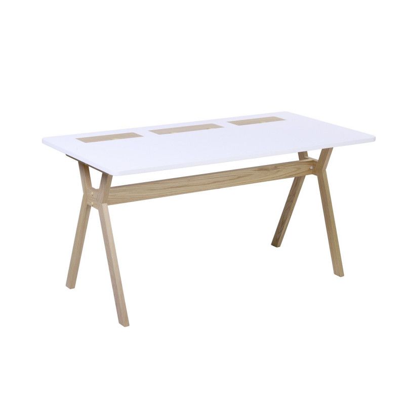 Bureau scandinave Bois/Blanc 150 cm Mobox 