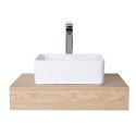 Plan de toilette Salle de Bain à suspendre WILL - 60 cm - Ep. 12 cm - Décor Chêne