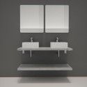 Ensemble de Salle de Bain WILL - Plan suspendu 120 cm + Equerres invisibles + 2 Vasques + 2 Miroirs