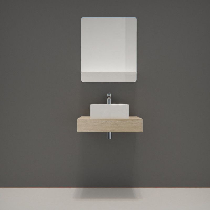 Meuble de Salle de Bain WILL - Plan épais 60 cm + Equerres + Vasque + Miroir