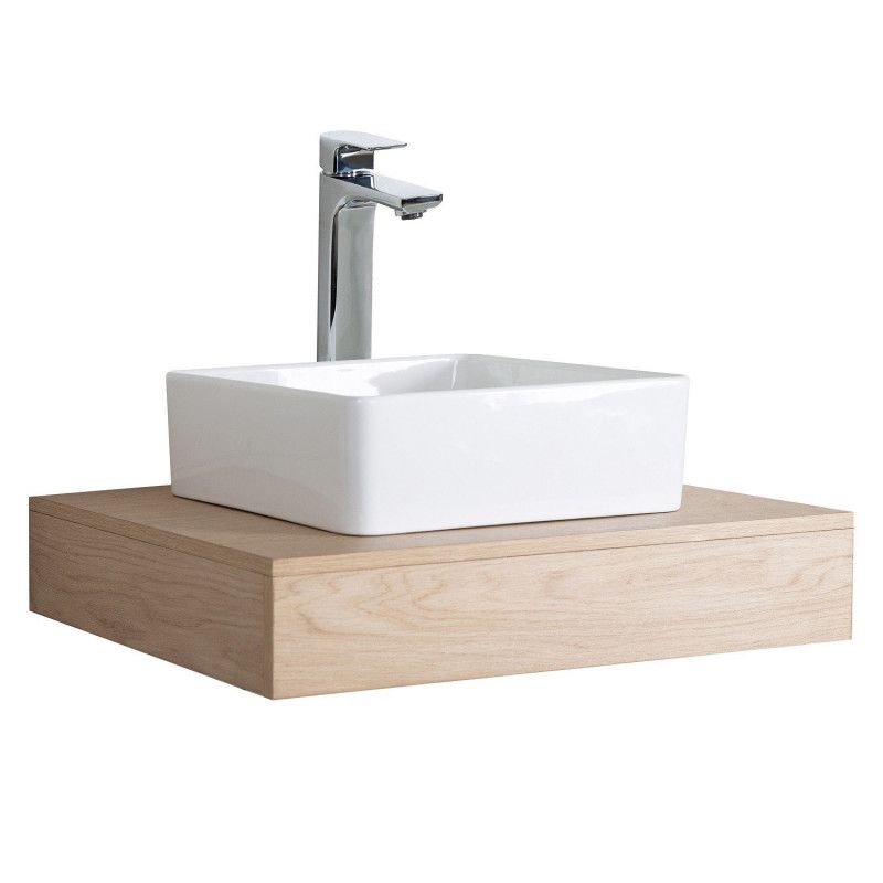Meuble de Salle de Bain WILL - Plan épais 60 cm + Equerres + Vasque + Miroir