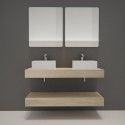 Ensemble de Salle de Bain WILL - Plan épais 120 cm + Equerres invisibles + 2 Vasques + 2 Miroirs