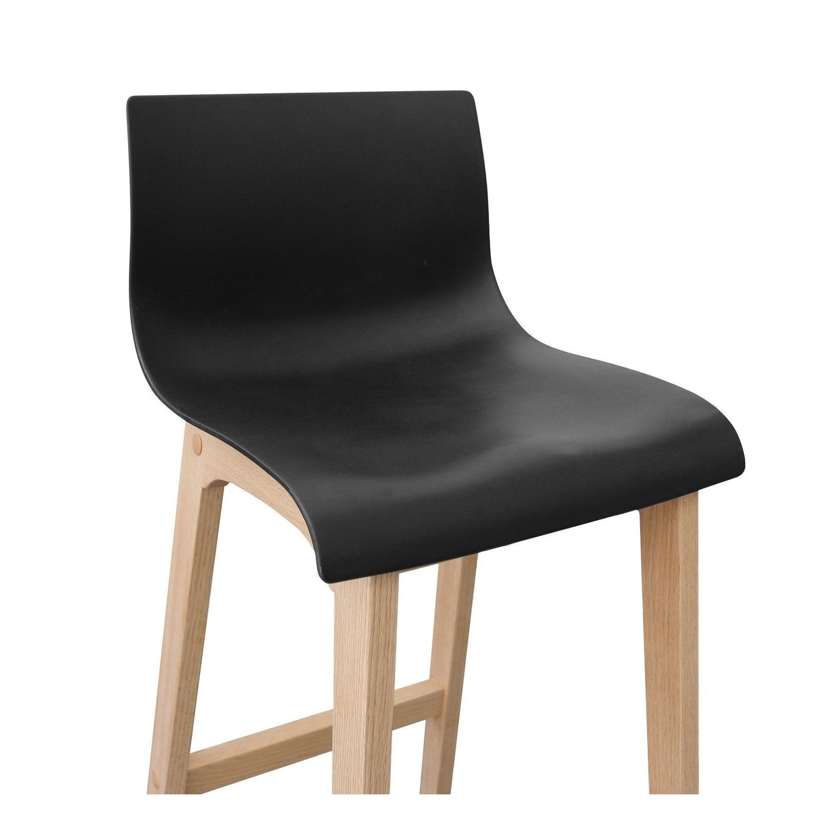 Tabourets de Bar Ilot Central H65cm Bois et Noir TANNA | Lot de 2 Tabourets de Bar Ilot Central H65cm Bois et Noir TANNA | Lot de 2
