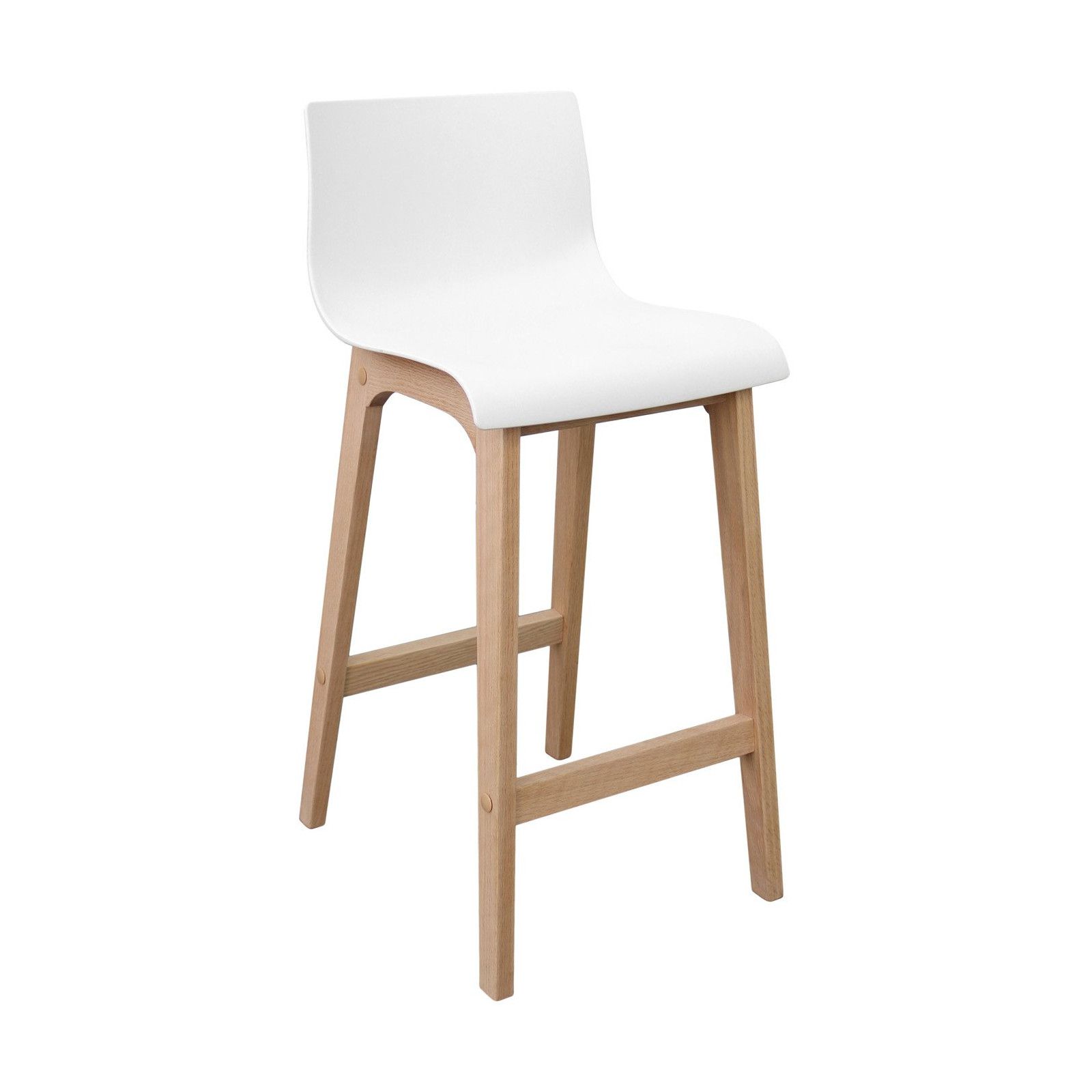 Tabourets de Bar Ilot Central H65cm Bois et Blanc TANNA | Lot de 4 Tabourets de Bar Ilot Central H65cm Bois et Blanc TANNA | Lot de 4