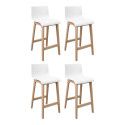 Tabourets de Bar Ilot Central H65cm Bois et Blanc TANNA | Lot de 4