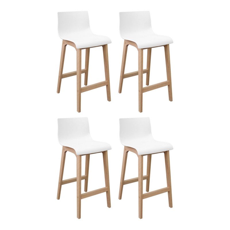 Tabourets de Bar Ilot Central H65cm Bois et Blanc TANNA | Lot de 4