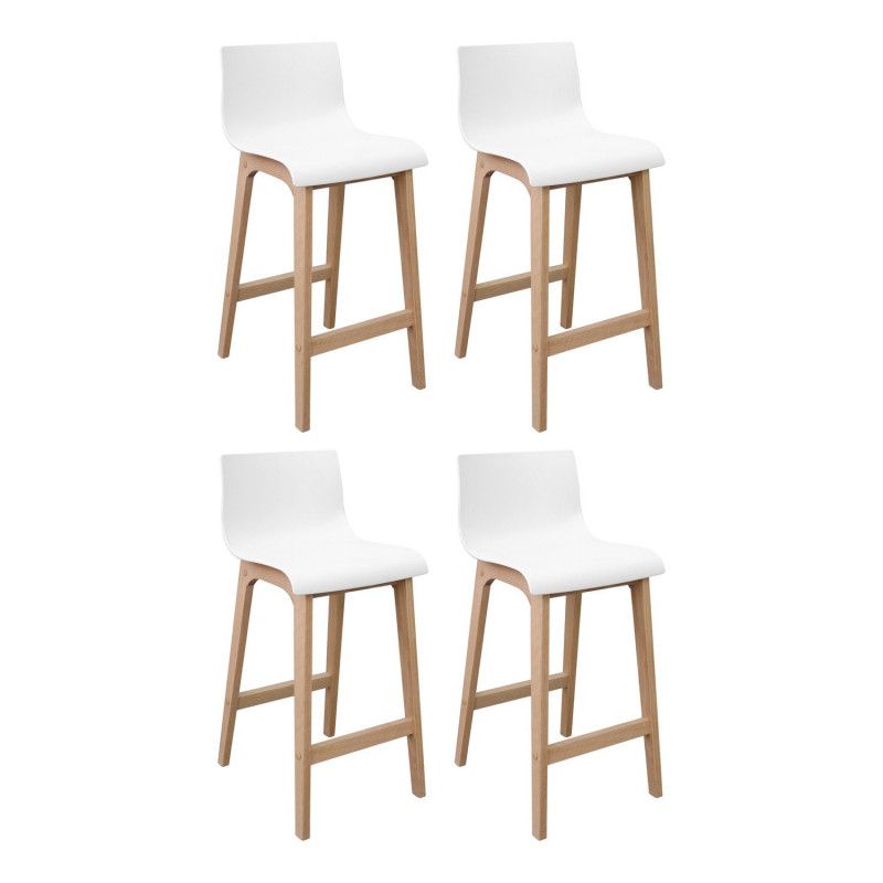 Tabourets de Bar Îlot Central Bois et Blanc H65cm RIVA