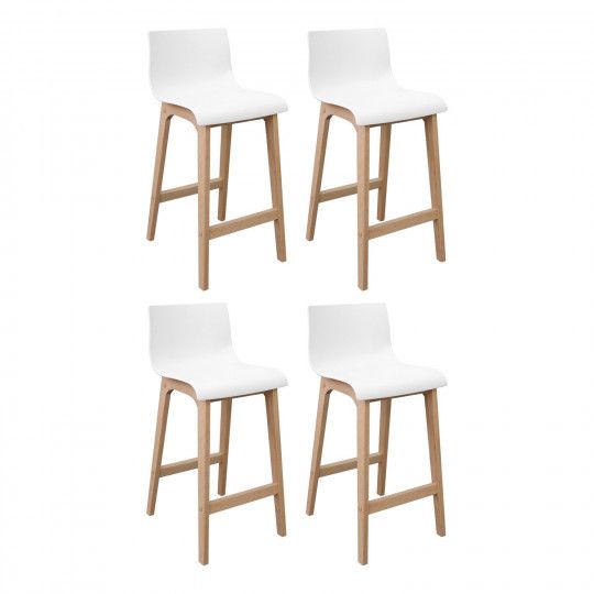 Tabourets de Bar Îlot Central Bois et Blanc H65cm RIVA