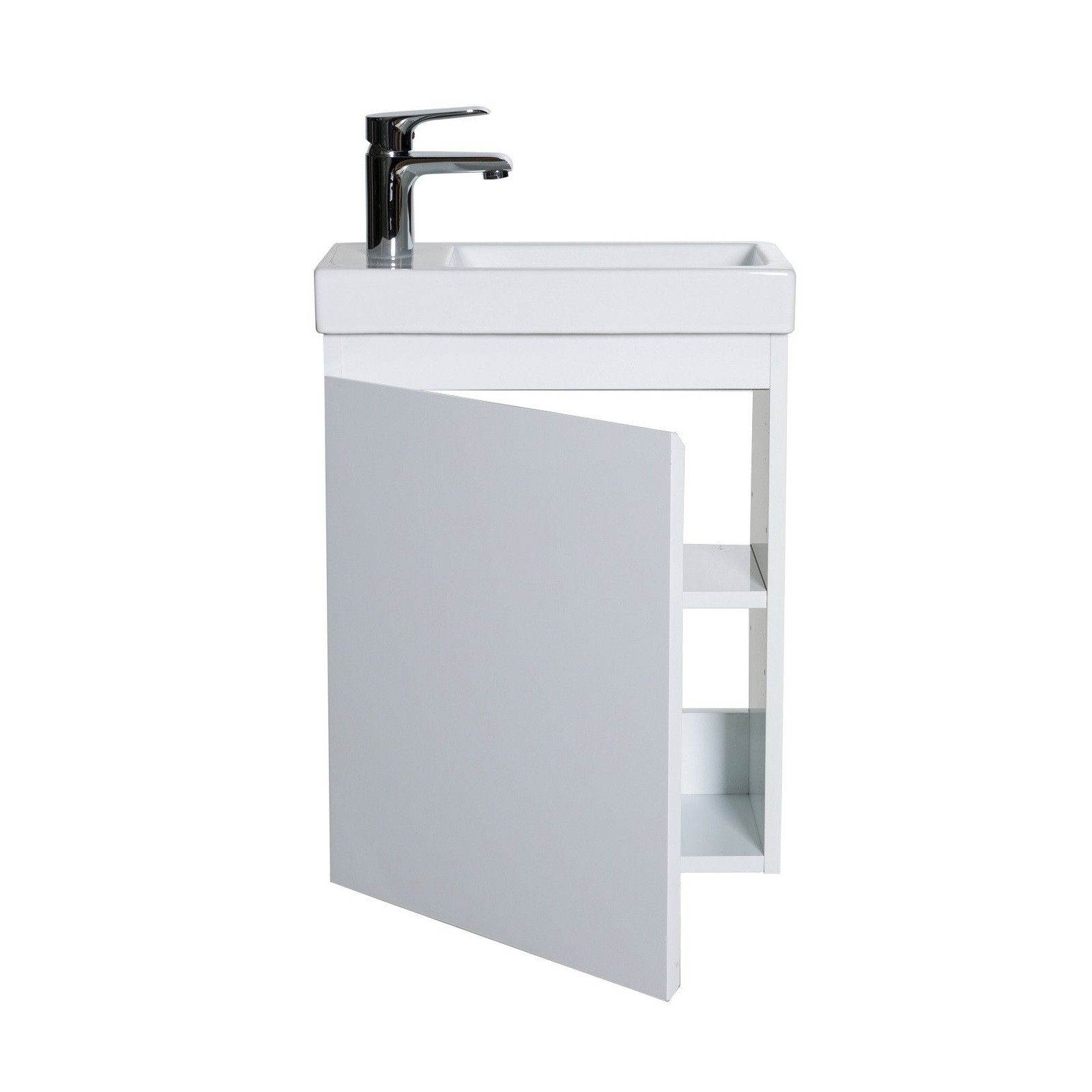 Lave-mains LISA + Miroir Mural L40 cm tablette Blanche Lave-mains LISA + Miroir Mural L40 cm tablette Blanche