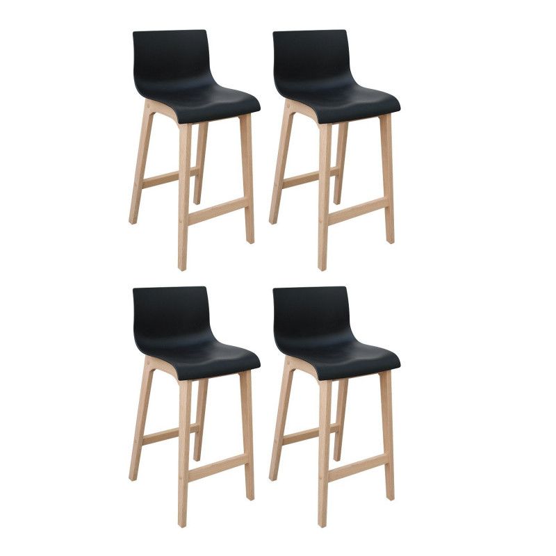 Tabourets de Bar Ilot Central H65cm Bois et Noir TANNA | Lot de 4