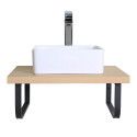 Ensemble de Salle de Bain WILL - Plan suspendu 60 cm + Equerres porte serviettes + Vasque + Miroir