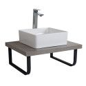 Ensemble de Salle de Bain WILL - Plan suspendu 60 cm + Equerres porte serviettes + Vasque + Miroir