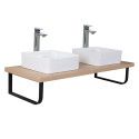 Plan suspendu 120 cm + 2 Vasques + 2 Miroirs + Equerres porte serviettes - WILL