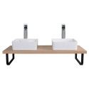 Plan suspendu 120 cm + 2 Vasques + 2 Miroirs + Equerres porte serviettes - WILL