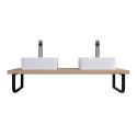 Plan suspendu 120 cm + 2 Vasques + 2 Miroirs + Equerres porte serviettes - WILL