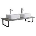 Plan suspendu 120 cm + 2 Vasques + 2 Miroirs + Equerres porte serviettes - WILL