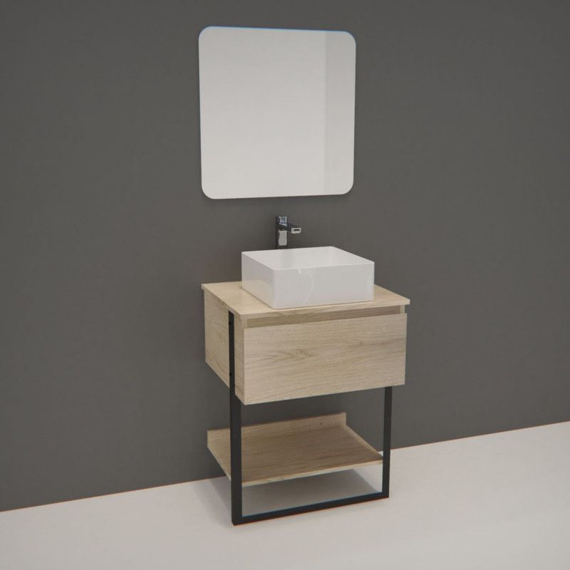 Ensemble de Salle de bain NINA Meuble 60CM + Vasque COMA + Miroir
