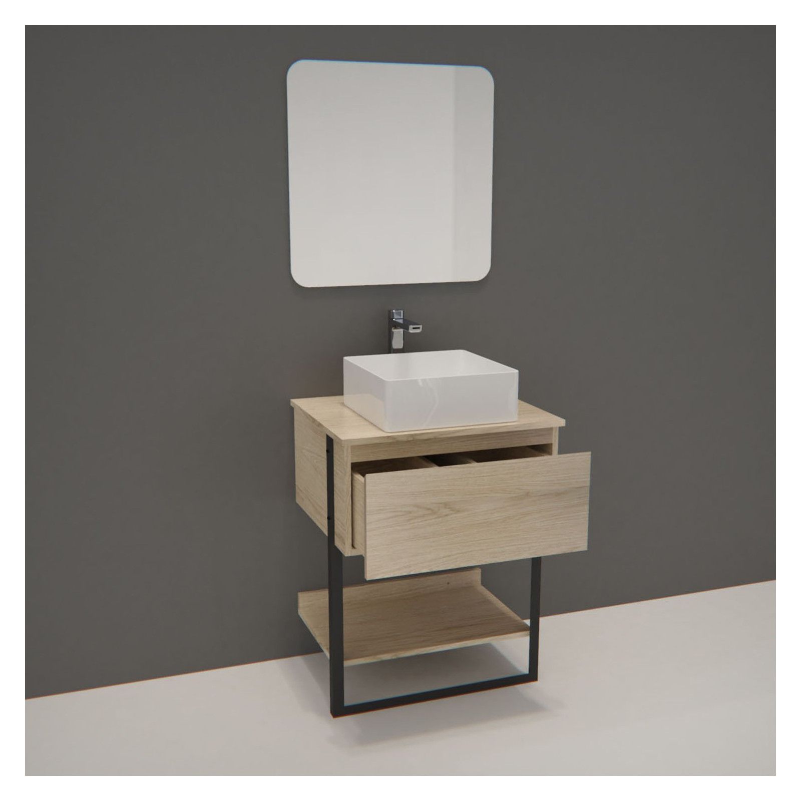 Ensemble de Salle de bain NINA Meuble 60CM + Vasque COMA + Miroir Ensemble de Salle de bain NINA Meuble 60CM + Vasque COMA + Miroir