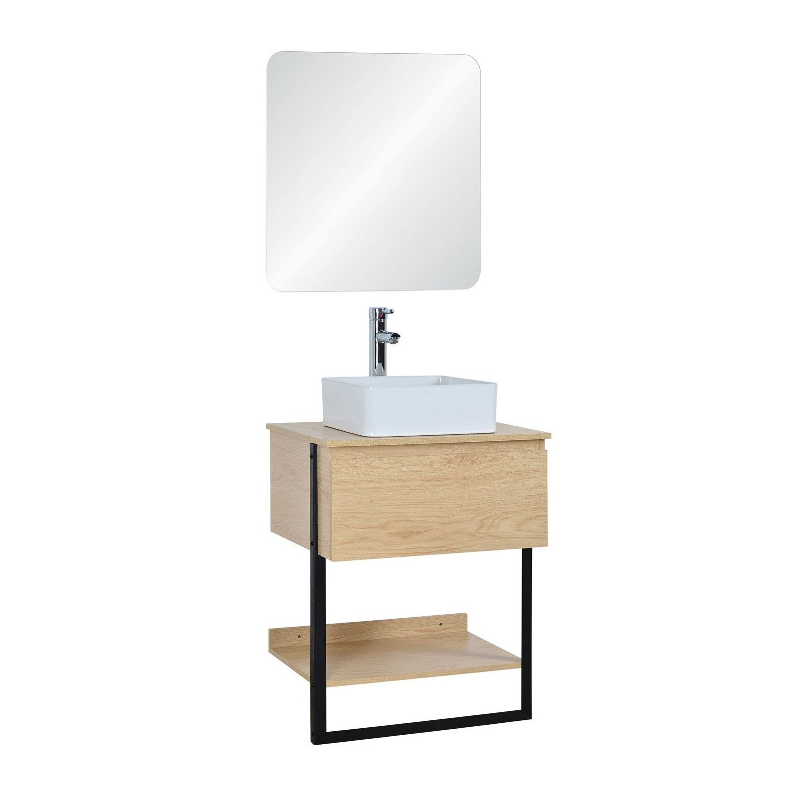 Ensemble de Salle de bain NINA Meuble 60CM + Vasque COMA + Miroir Ensemble de Salle de bain NINA Meuble 60CM + Vasque COMA + Miroir