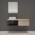 Meuble de Salle de Bain Bois et Métal WILL - Plan de toilette suspendu 120 cm + Vasque + Miroir
