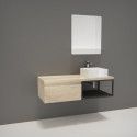 Meuble de Salle de Bain Bois et Métal WILL - Plan de toilette suspendu 120 cm + Vasque + Miroir