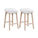 Tabourets de Bar Îlot Central Bois et Blanc H65cm MALMO | Lot de 2