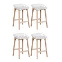 Tabourets de Bar Îlot Central Bois et Blanc H65cm MALMO | Lot de 4