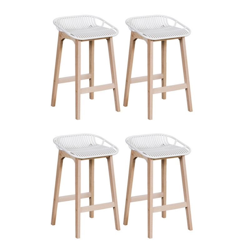 Tabourets de Bar Îlot Central Bois et Blanc H65cm MALMO | Lot de 4