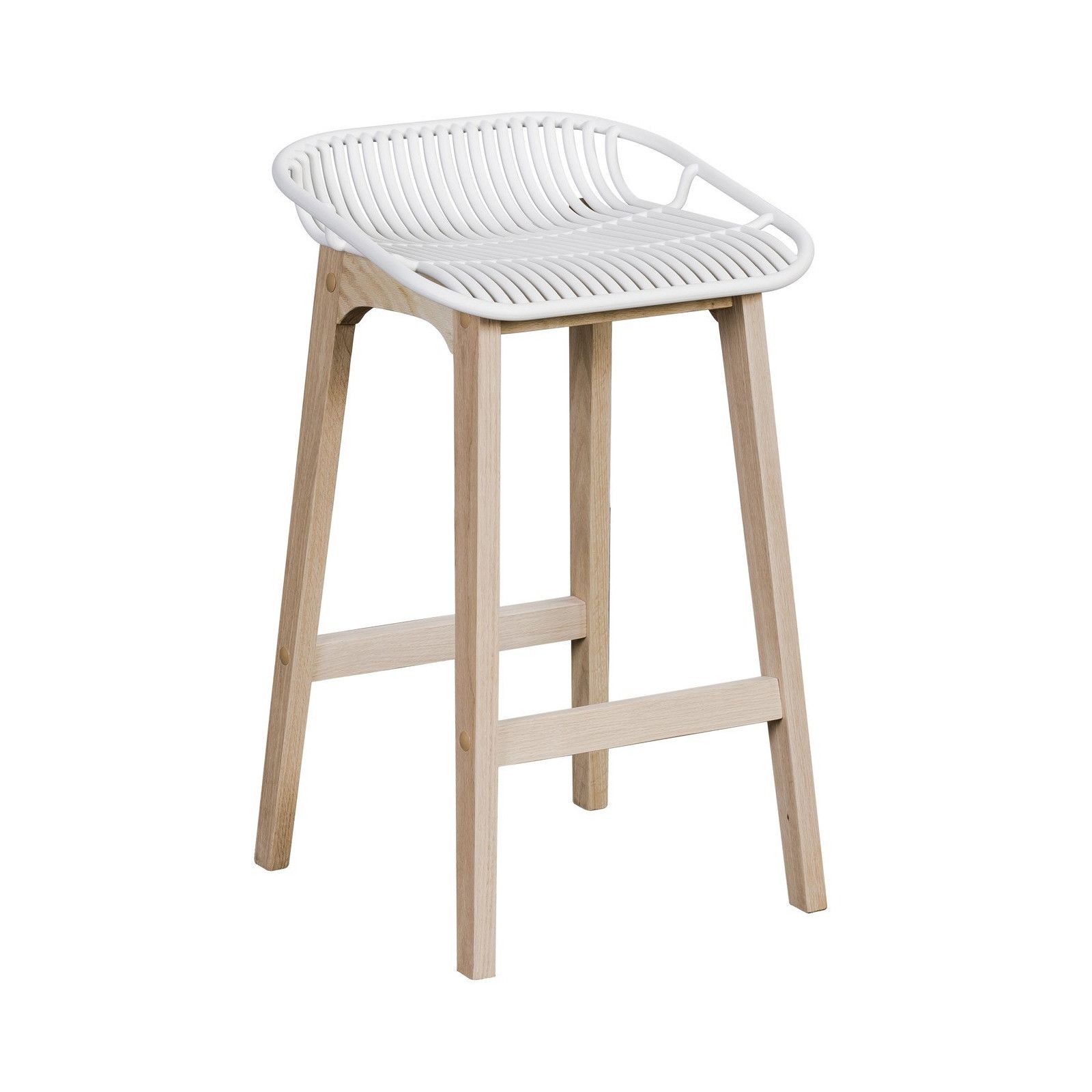 Tabourets de Bar Îlot Central Bois et Blanc H65cm MALMO | Lot de 4