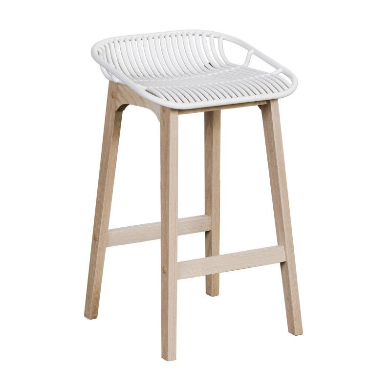 Tabourets de Bar Îlot Central Bois et Blanc H65cm MALMO | Lot de 4