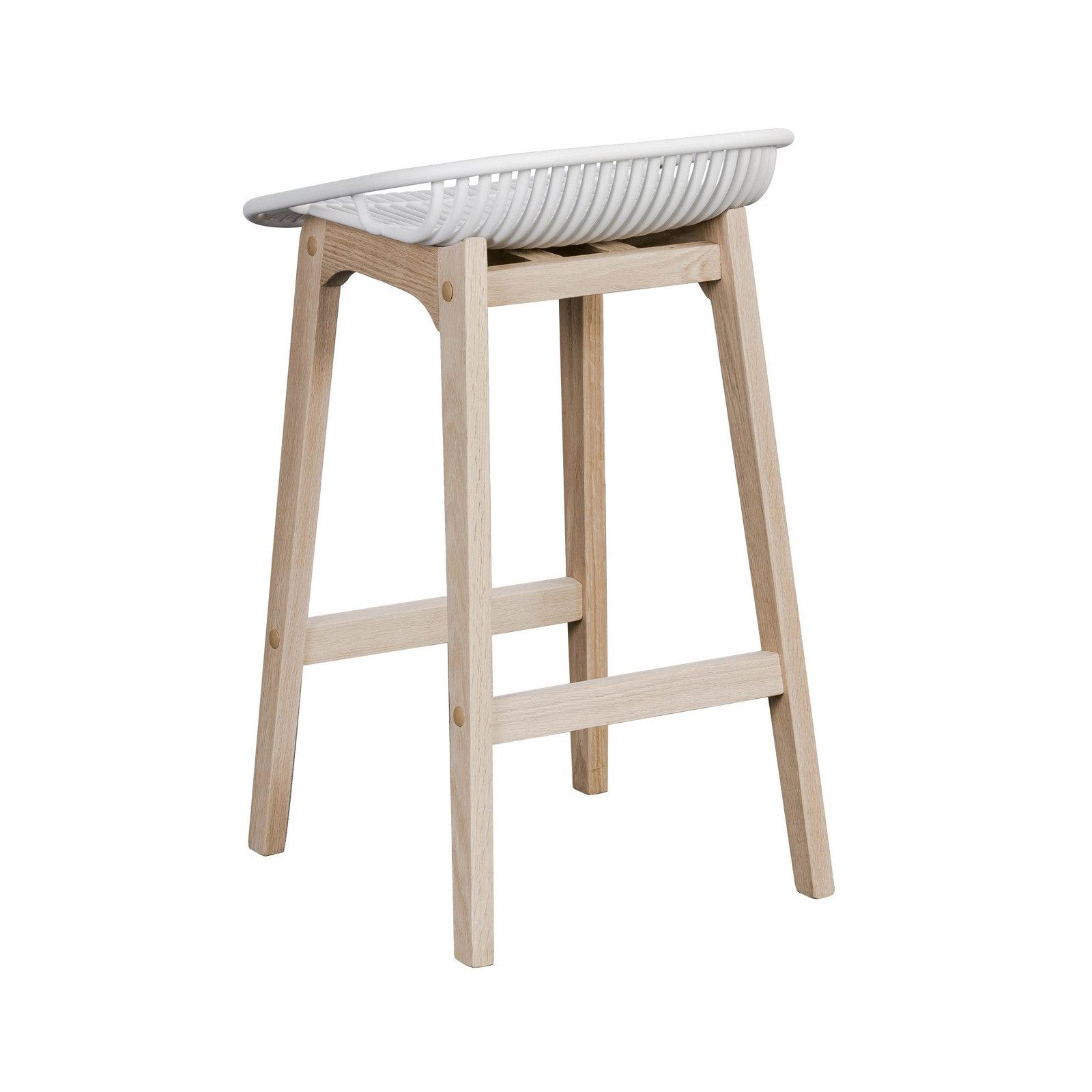Tabourets de Bar Îlot Central Bois et Blanc H65cm MALMO | Lot de 4