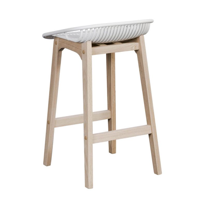 Tabourets de Bar Îlot Central Bois et Blanc H65cm MALMO | Lot de 4