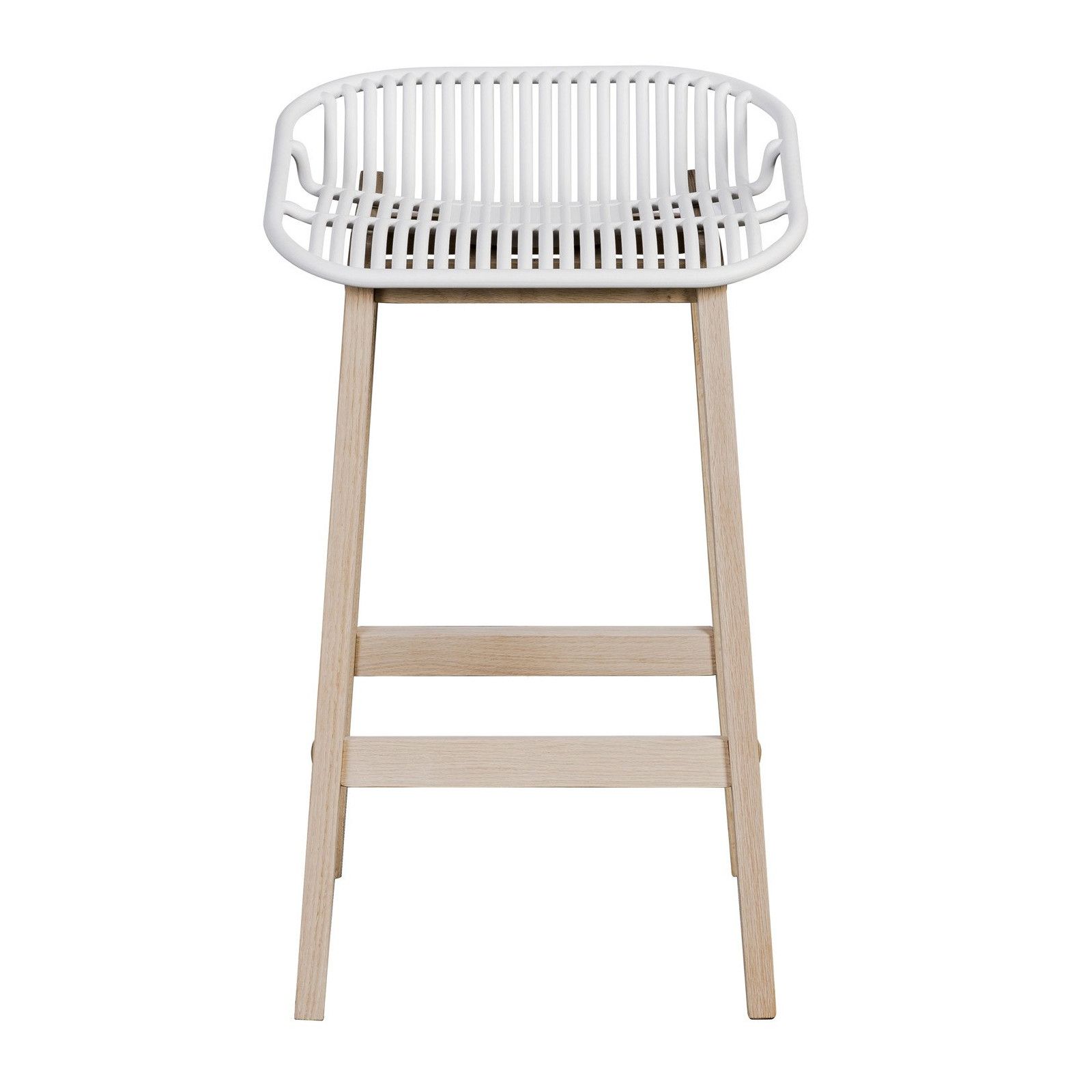 Tabourets de Bar Îlot Central Bois et Blanc H65cm MALMO | Lot de 4